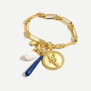 NEW J. Crew Burnished Gold Lobster Chain Bracelet with Freshwater Pearl